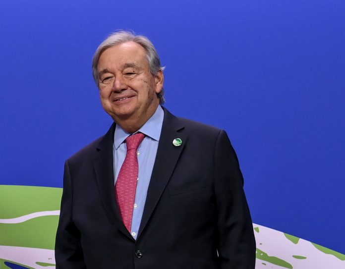 Un primo piano del segretario dell'Onu Antonio Guterres